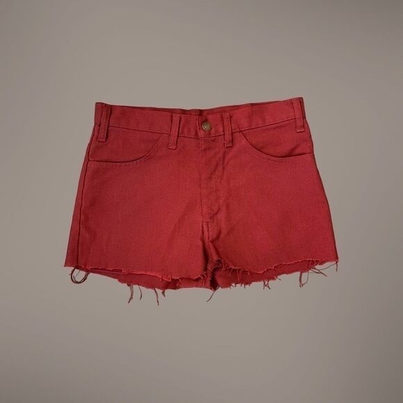 Vintage 60s Levi’s Upcycled High Waist Denim Cutoff Shorts Red - Picture 1 of 7